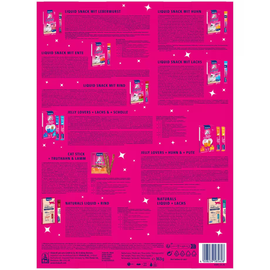 Christmas Vitakraft - cat Advent Calendar for Cats 2025, Premium Christmas Cat Treat Calendar - 24 Daily Snacks