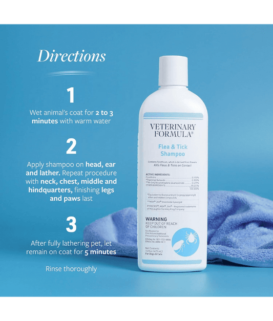 Synergy Labs - Veterinary Formula, Clinical Care Flea & Tick Shampoo for Dogs and Cats - 473ml