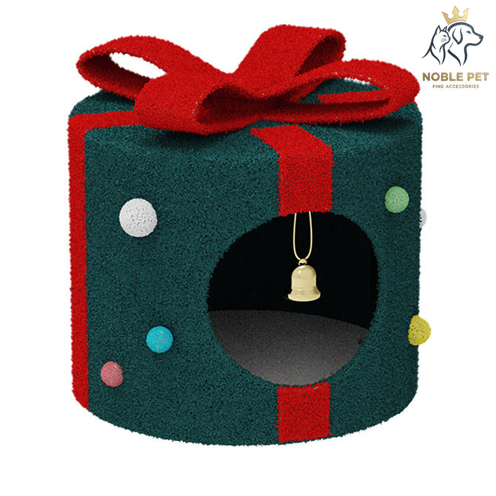 Noble Pet - Gift Box Cat Cave Bed with Bow & Bell – 40 cm