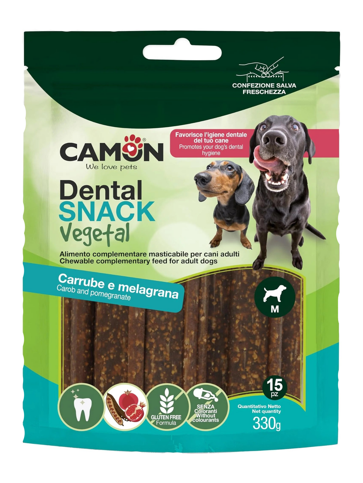 camon - Dental Snacks Vegetal with carob and pomegranate M 330g