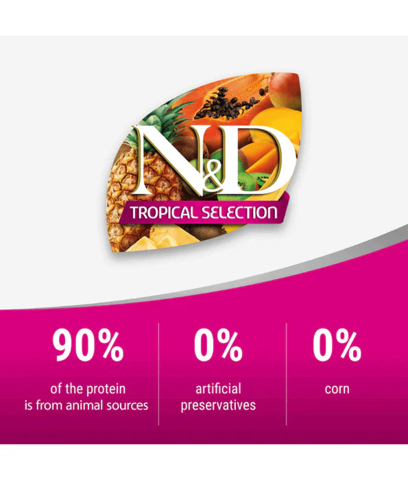 Farmina - dog N&D Tropical Selection, Pork and Tropical Fruits Adult Dry Dog Food For Medium & Maxi Breeds 10kg