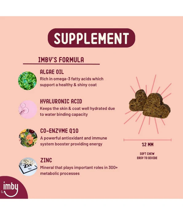 Imby - Skin Health Supplement, Reduces Shedding, Itching & Dry Skin - 90 Soft Chews