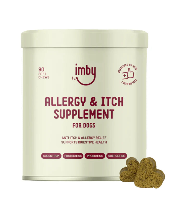 Imby - Allergy & Itch Supplement, Colostrum, Probiotics, Quercetin, Allergy Relief & Digestive Support - 90 Soft Chews