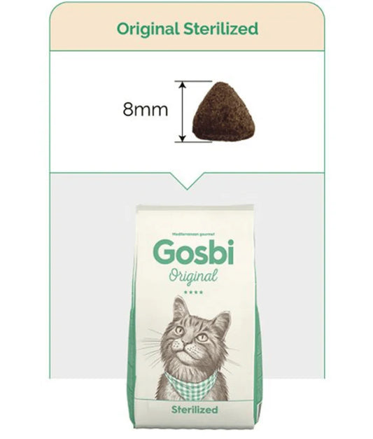 Gosbi - cat Original, Chicken, Salmon, and Tuna Adult Dry Food – Sterilized, Hair and Skin Support 1kg-3kg-7kg