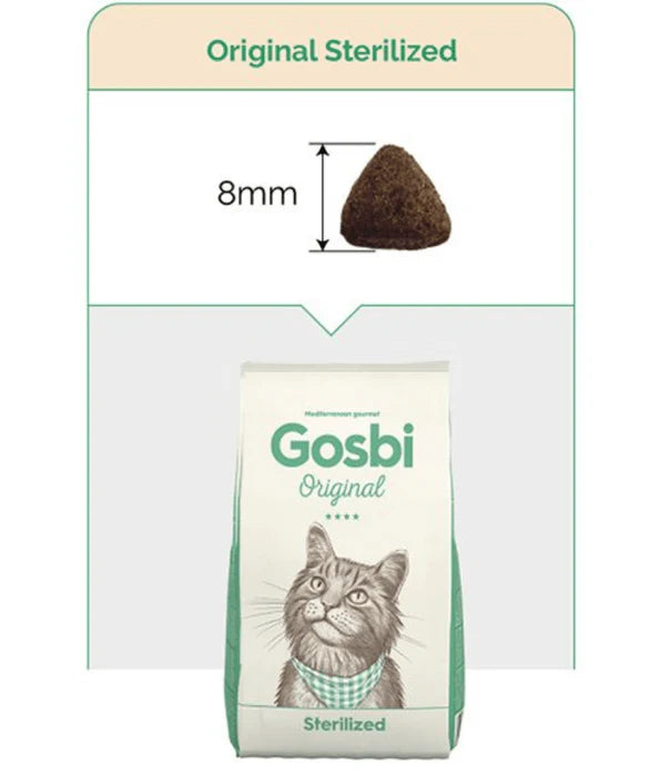 Gosbi - cat Original, Chicken, Salmon, and Tuna Adult Dry Food – Sterilized, Hair and Skin Support 1kg-3kg-7kg