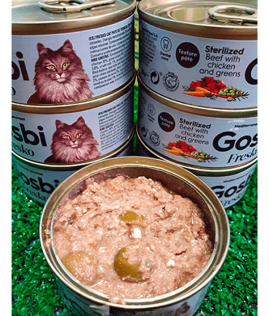 Gosbi - cat Fresko, Beef, Chicken, and Vegetables Sterilized Complementary Adult Wet Food – Grain-Free 70g