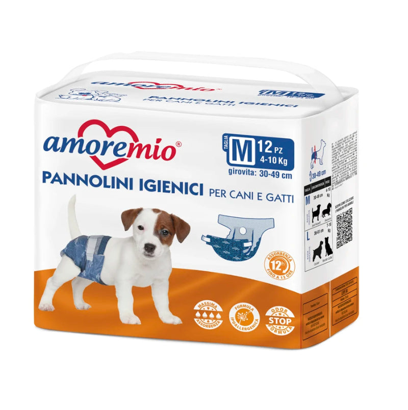 Amoremio - Hygienic pads Odor Stop Absorbent Formula With Leak-Proof Barriers, For Cats & Female Dogs medium