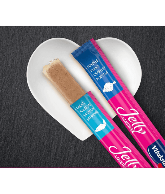 Vitakraft - cat Jelly Lovers, Lickable Jelly Tubes With Salmon and Plaice (Fish) - 6 Tubes x 15g