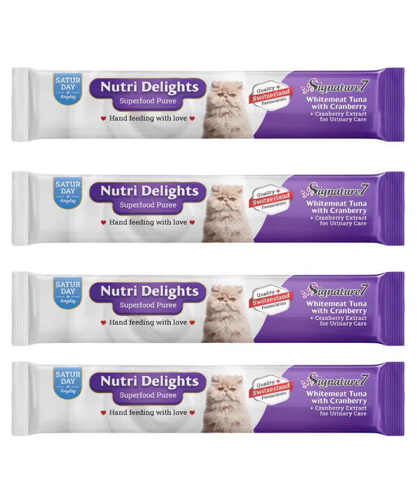 Signature7 - cat Nutri Delights Whitemeat Tuna With Cranberry For Urinary Care Liquid Cat Treats 4x15g