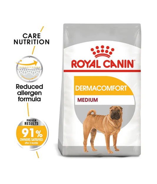 Royal Canin - dog Dermacomfort, Medium Breed Adult Dry Dog Food, Reduced Allergen Formula, with Omega 3&6 for Sensitive Skin - 3 kg