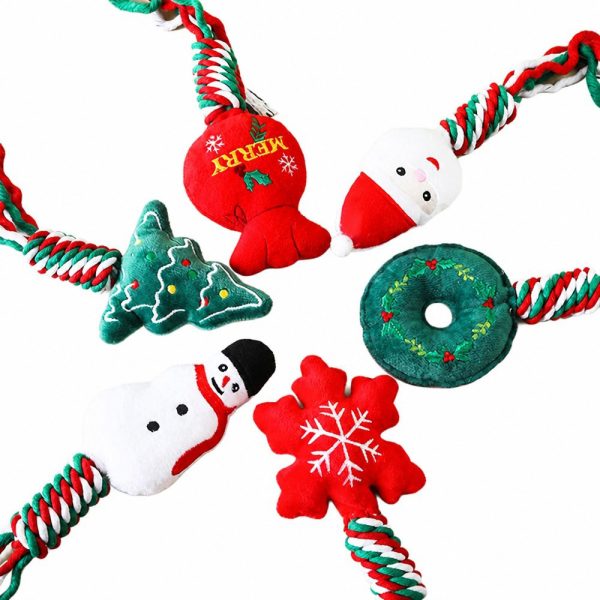 Christmas Noble Pet - Christmas Cotton Rope Dog Chew Toy, Santa Design – 32 cm
