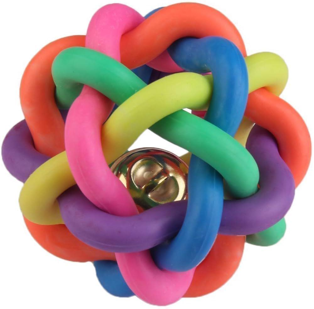 Mideapet - dog rainbow colorful rubber bell sound ball playing fun