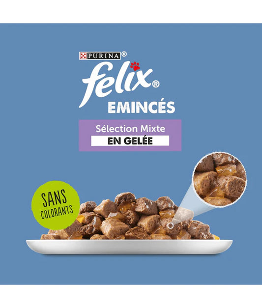 Purina Felix - cat Tender Shredded Wet Food in Jelly – Beef, Salmon, Chicken & Tuna, Adult 12x85g