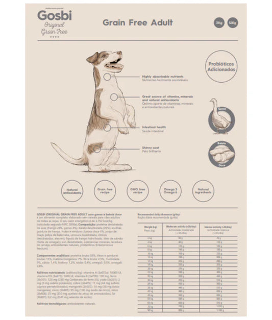 Gosbi - dog Original, Grain-Free Chicken, Goose & Sweet Potato Adult Dry Food For All Breeds 3kg-12kg