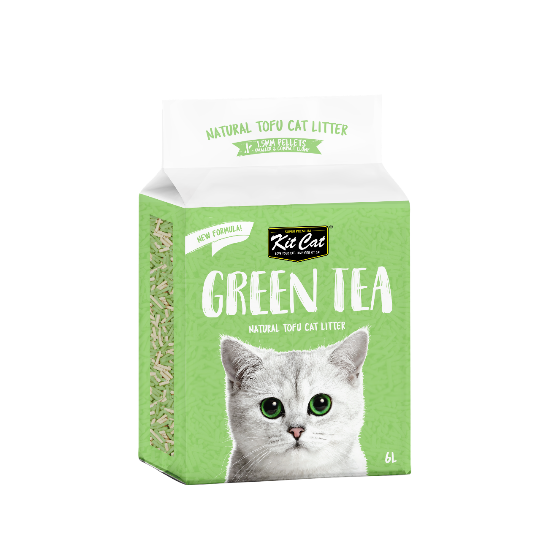 Kit Cat - Natural Tofu Cat Litter 1.5mm – Green Tea 6L