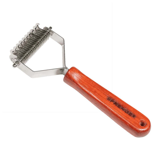 Hs Sprenger - brush unfelter (double sided) - wooden handle with stainless steel tines