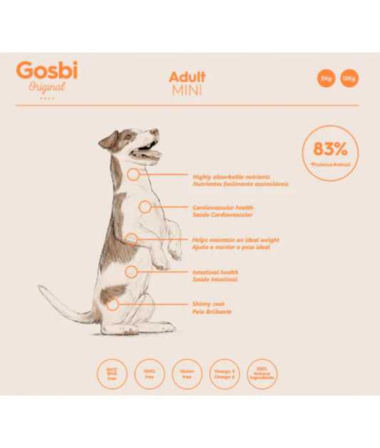 Gosbi - dog Original, Chicken Adult Dry Food For Mini and Small Breeds 3kg
