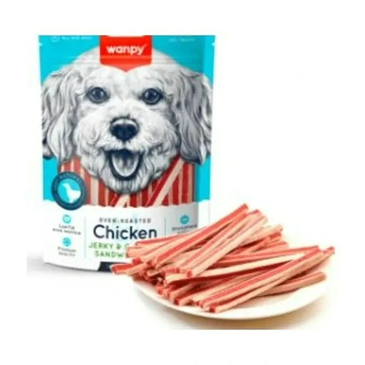 Wanpy - dog Chicken Jerky & Codfish Sandwiches 100 g