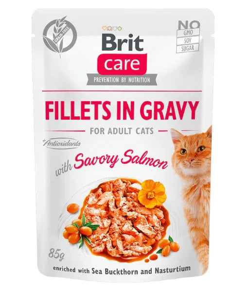 Brit Care - Savory Salmon Fillets in Gravy, Urinary Support, Adult Wet Cat Food - 85g