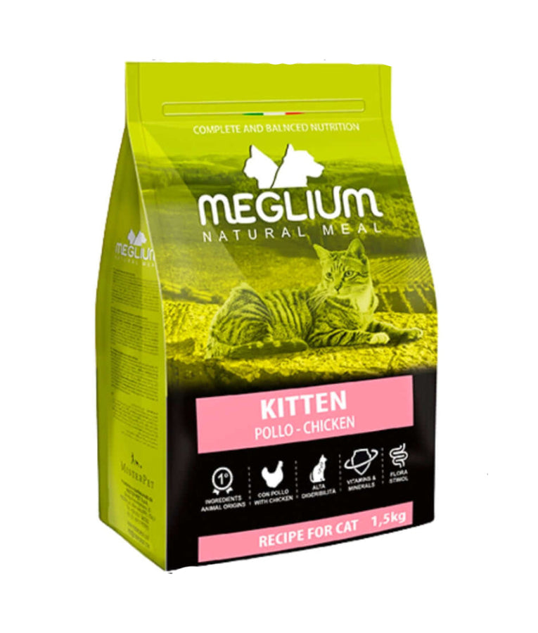 Meglium - Cat Natural Meal With Chicken, Complete Balanced Nutrition, Kitten Dry Food - 1.5kg