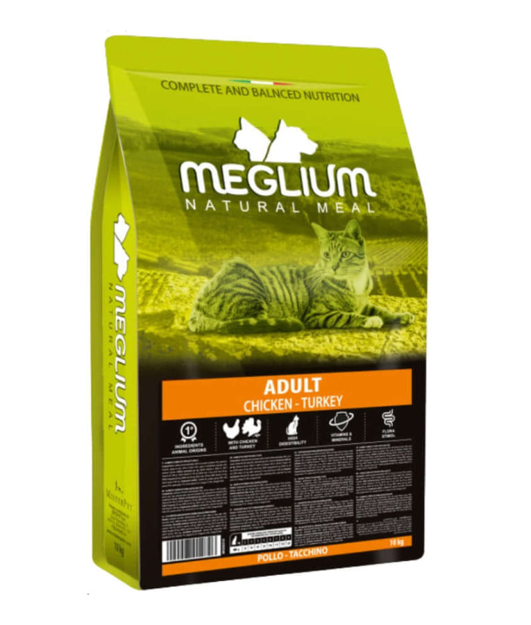 Meglium - Cat Natural Meal With Chicken & Turkey, Complete Balanced Nutrition, Adult, Dry Cat Food