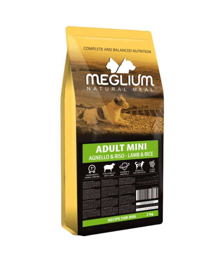 Meglium - Dog Natural Meal With Lamb & Rice, Adult, Mini & Small Breed, Dry Dog Food - 2kg