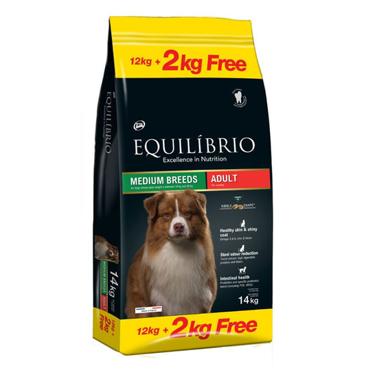Equilibrio - Dog Medium Breeds Adult 12kg+2kg free