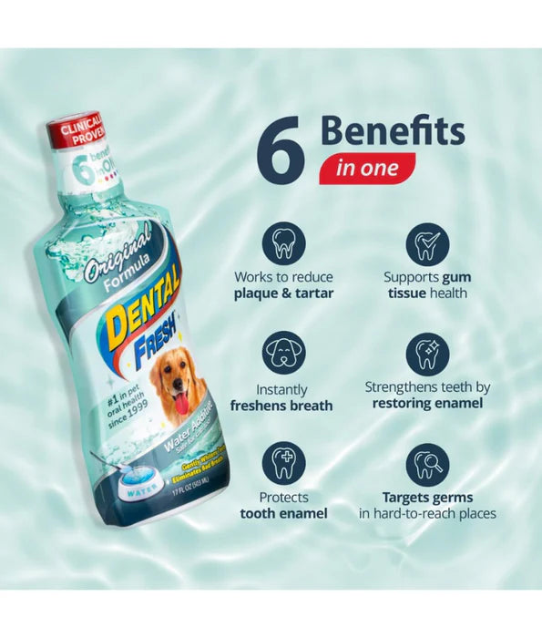 Synergy Labs - Dental Fresh, Water Additive, Original Formula for Dogs & Cats - Whitening, Breath Freshening, Oral Health Support - 503mL