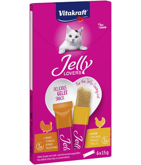 Vitakraft - cat Jelly Lovers, Lickable Jelly Tubes With Turkey and Chicken - 6 Tubes x 15g