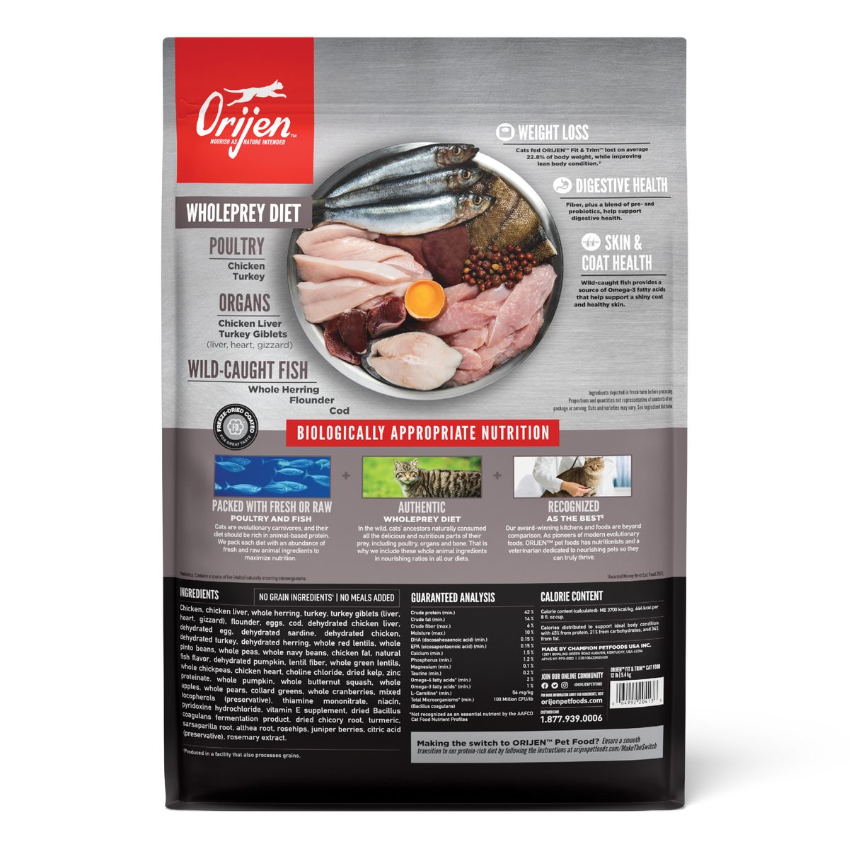 Orijen - cat fit & trim chicken, wild caught fish & turkey