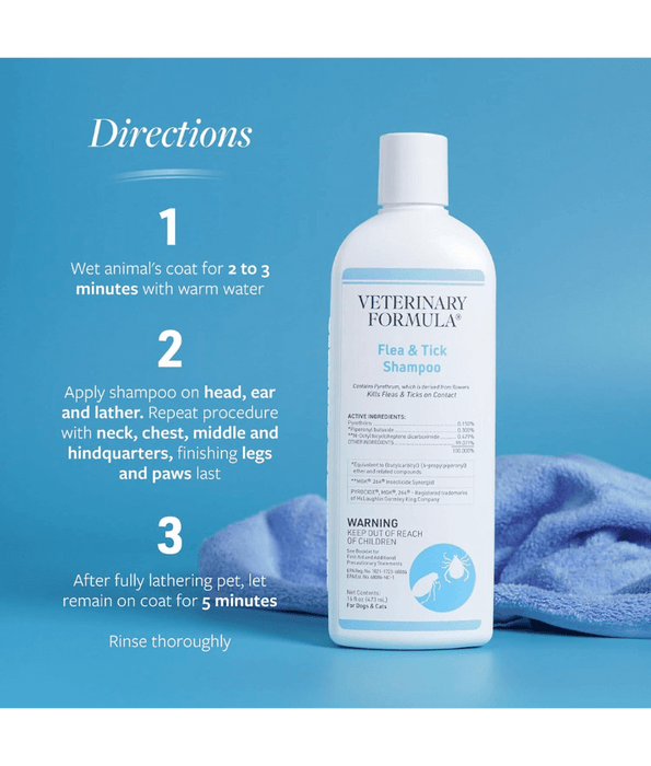 Synergy Labs - Veterinary Formula, Clinical Care Flea & Tick Shampoo for Dogs and Cats - 473ml