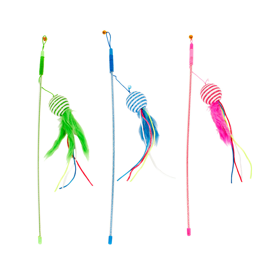 Duvo - cat toy Playing rod Feathered paper ball mix