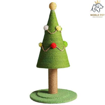 Christmas Noble Pet - Christmas Tree Sisal Scratching Post with Pom-Poms – 67 cm