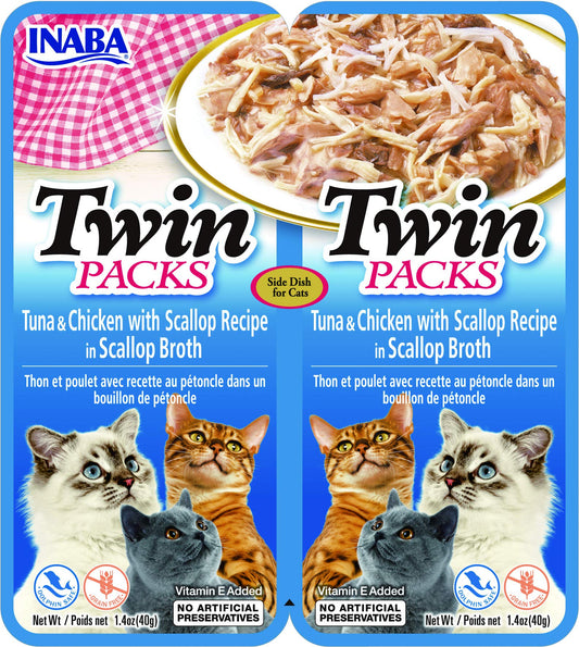 Inaba - cat Twin Pack Tuna & Chicken with Scallop Recipe in Scallop Broth 80g