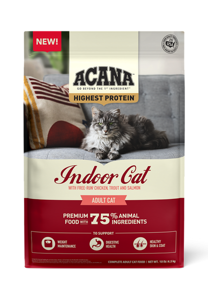 Acana - cat indoor highest protein chicken, raw salmon & trout 1.8kg
