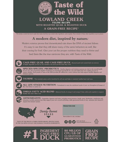 Taste Of The Wild - cat Lowland Creek Feline Recipe with Roasted Quail & Roasted Duck 2 kg