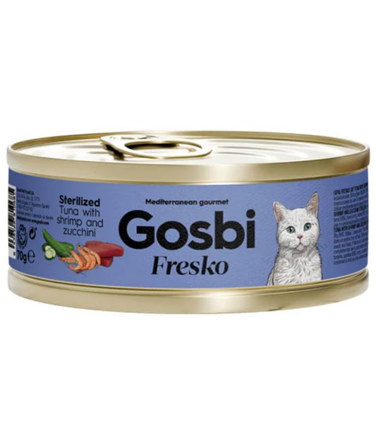 Gosbi - cat Fresko, Tuna with Shrimp and Zucchini, Sterilized Complementary Adult Wet Food – 70g