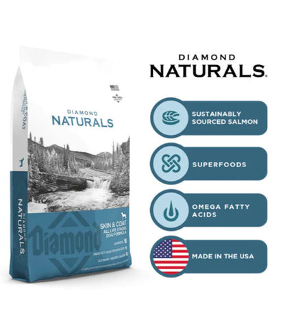 Diamond Naturals - dog Skin & Coat, For Medium and Large Breeds, All Life Stages Dry Dog Food, With Salmon - 2Kg, 15Kg