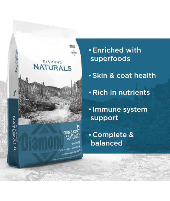 Diamond Naturals - dog Skin & Coat, For Medium and Large Breeds, All Life Stages Dry Dog Food, With Salmon - 2Kg, 15Kg