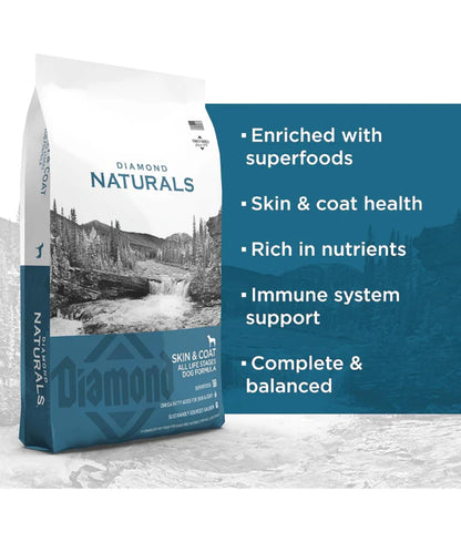 Diamond Naturals - dog Skin & Coat, For Medium and Large Breeds, All Life Stages Dry Dog Food, With Salmon - 2Kg, 15Kg