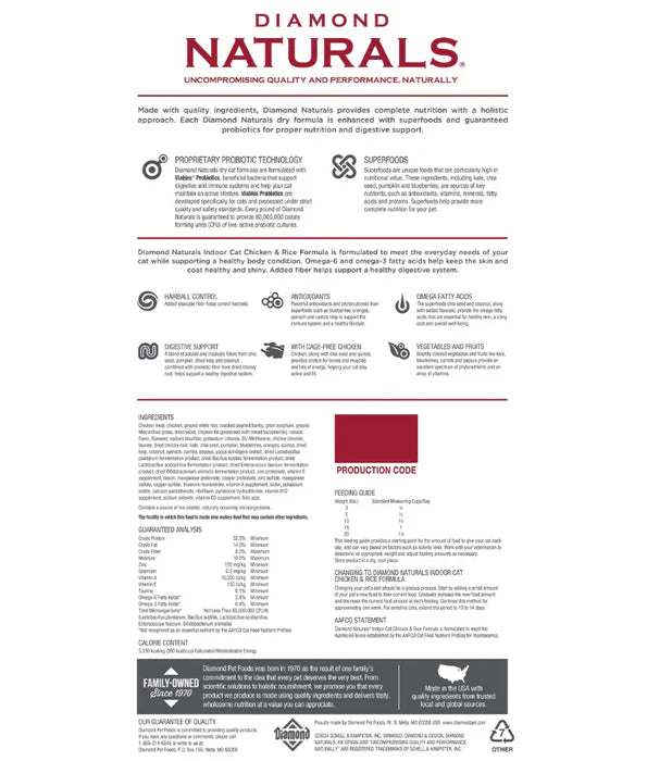 Diamond Naturals - cat Indoor Chicken Cat INTL 3kg