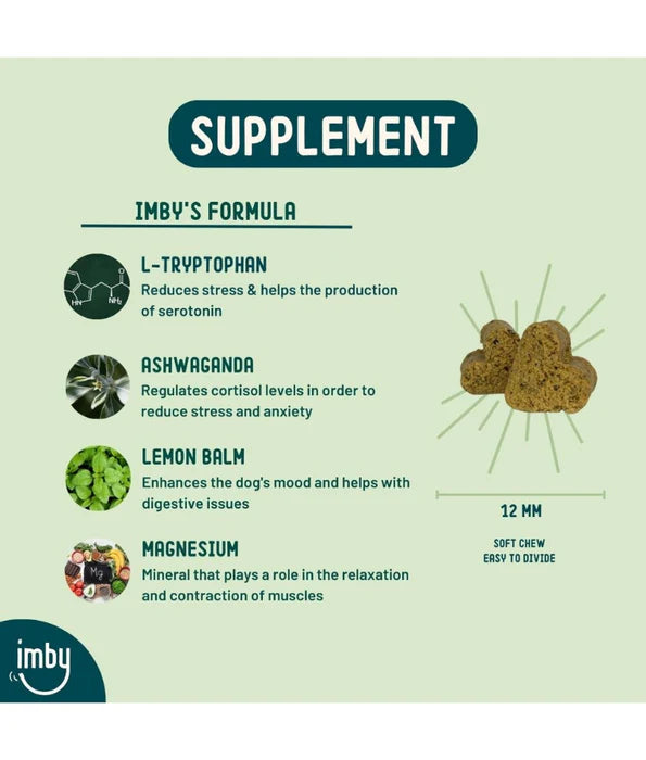 Imby - Calming Supplement, Reduces Stress & Anxiety, Improves Sleep - 90 Soft Chews