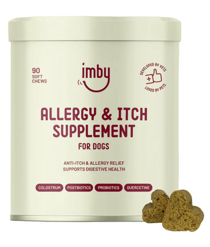 Imby - Allergy & Itch Supplement, Colostrum, Probiotics, Quercetin, Allergy Relief & Digestive Support - 90 Soft Chews