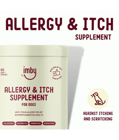 Imby - Allergy & Itch Supplement, Colostrum, Probiotics, Quercetin, Allergy Relief & Digestive Support - 90 Soft Chews