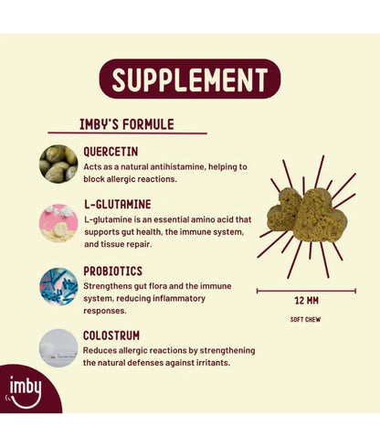 Imby - Allergy & Itch Supplement, Colostrum, Probiotics, Quercetin, Allergy Relief & Digestive Support - 90 Soft Chews