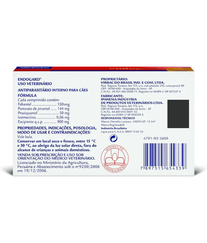 Endogard - Deworming pill - 1 tablet per 10kg