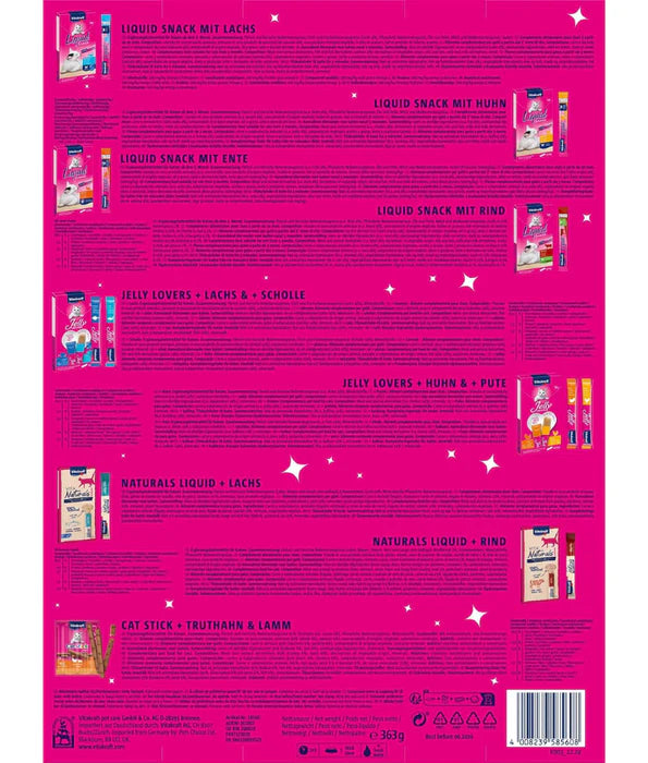 Vitakraft - cat Advent Calendar for Cats 2025, Premium Christmas Cat Treat Calendar - 24 Daily Snacks