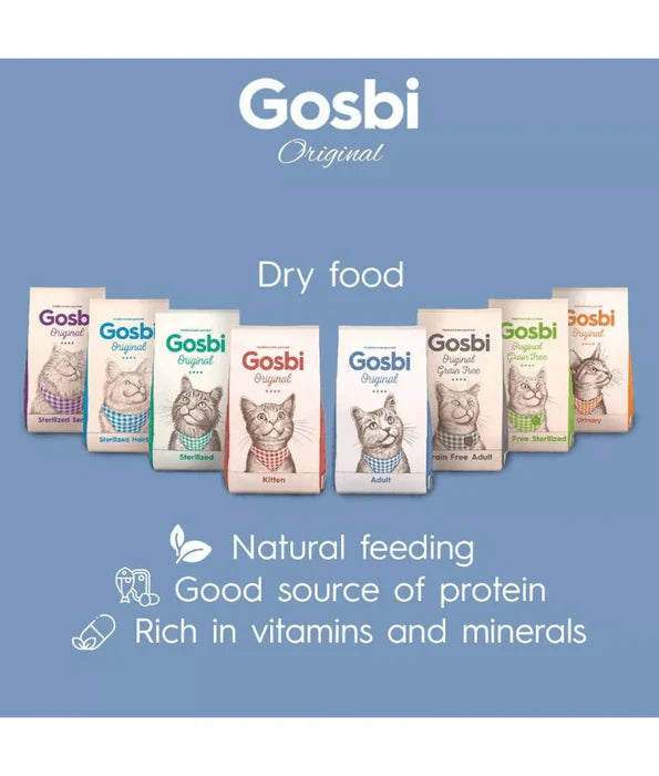 Gosbi - cat Original, Chicken, Salmon, and Tuna Adult Dry Food – Complete Nutrition 1kg-3kg-12kg