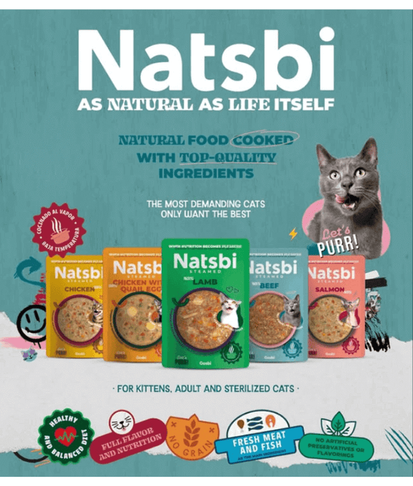 Gosbi - cat Natsbi, Steamed Cat Food, Chicken with Quail Egg, Grain-Free, High-Protein - 80g