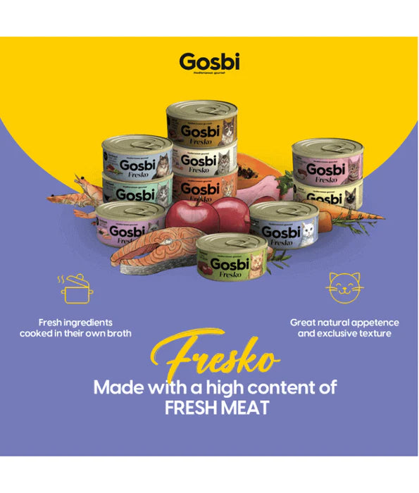 Gosbi - cat Fresko, Chicken and Rabbit Sterilized Complementary Adult Wet Food – Grain-Free 70g